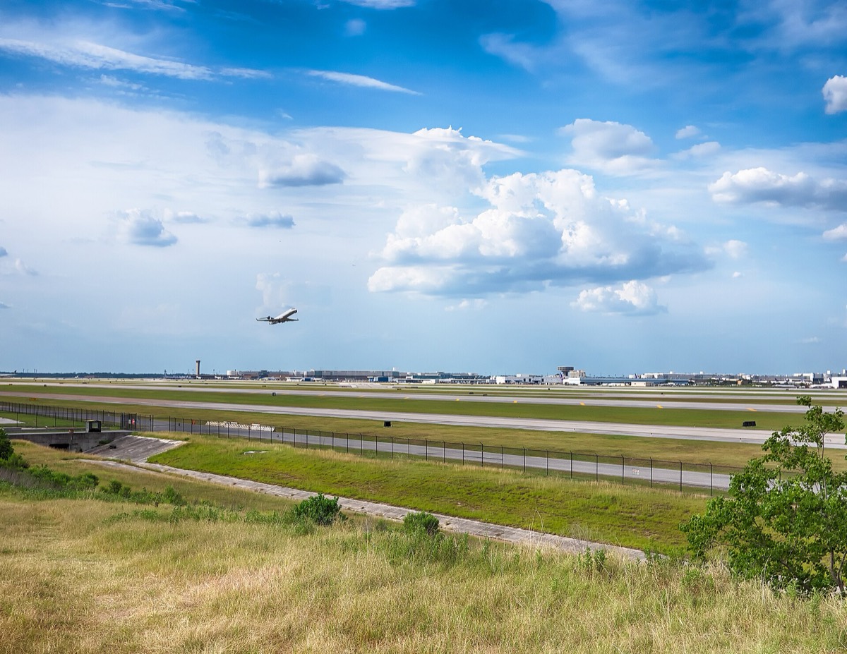 A plane taking off from George Bush Intercontinental Airport (IAH), Houston
